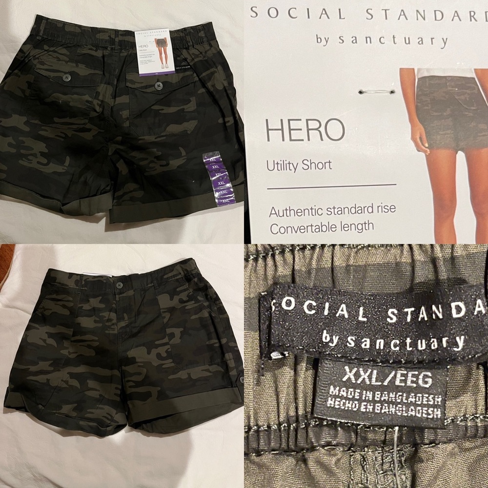 Social Standard Hero Utility Shorts Convertible Length Relaxed Fit Camo XXL